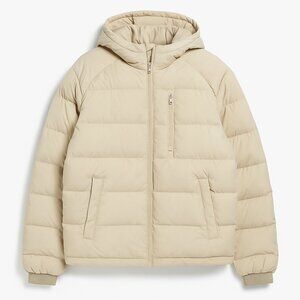 TOPMAN Beige Puffer Jacket Hooded Zip Front Men’s Size M